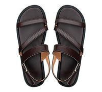 ZTFYKLIN Sandalias Mujer Finas Para Con Punta Abierta De Cabeza Gruesa Verano Coffee, 39 Esparto Chanclas Trekking Zapatos 2026 Ortopédicos Sandalia Ortopedica Bajas Tiras Doradas Planas Cuña