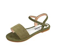 ZTFYKLIN Sandalias Mujer Verano Comodas Casuales De Fondo Con Hebilla Punta Abierta Ante Color Sólido Para (Green, 40) Cuña Tachuelas X Ti Rojo Zapatillas Ortopedicas Planas Calzado Adecuado