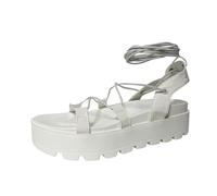 ZTFYKLIN Sandalias Mujer Verano De Para Mujer, Gruesa Con Cordones, Punta Abierta, Informal, Estilo Sexy, Ligeras (White, 41) Zapatos Talla 35 Dos Hebillas Cuero Alpargata Plana Chanclas Fiesta