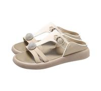 ZTFYKLIN Sandalias Mujer Verano Fondo Grueso Agua Diamante Una Palabra Cool Drag (White, 35) Trekking Barefoot Cuña Calzado Comodo Planas Piel Deporte Negras Bajas Zapato Negro Elegantes Hippies