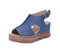 ZTFYKLIN Sandalias Mujer Verano Negro Casual Lado Hueco Hebilla De Cinturón Zapatos Fondo Para Blue, 38 Zapatillas Vestir Elegantes Alpargatas Shoes And Blues Ortopedicas Corregir Juanetes