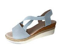 ZTFYKLIN Sandalias Mujer Verano Negro Casuales Para Con De Pescado Y Tacón Inclinado Fondo, Novedad Blue, 40 Cangrejeras 38 Zapatos Barefoot Negras Plataforma Alpargatas Azules 37 Las