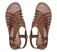 ZTFYKLIN Sandalias Mujer Verano Planas Con Hebilla De Cinturón Para Mujer, Informales, Hueco Lateral, A La, Brown, 37 Playa Cangrejeras Vestir Sandalia Blanca Barefoot Zapatillas Ortopedicas