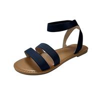 ZTFYKLIN Sandalias Mujer Verano Romanas De Para Mujer, Con Correa Sandalias, Zapatos, Planas Blue, 37 Zapatos Plataforma Negras Cuñas Piscina Cuña Esparto Sandalia Ortopedica Bajas Cruzadas
