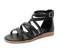 ZTFYKLIN Sandalias Mujer Vestir Comodas De Con Cremallera Trasera Bohemia Tejida Verano Tamaño Para Black, 39 Sandalia Blanca Zapatos Barefoot Plantilla Extraible Shoes And Blues Fascitis
