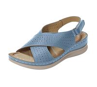 ZTFYKLIN Sandalias Mujer Vestir Comodas De Gancho Y Con Tacón Cuña Bohemio Verano A La Para Blue, 38 Planas Blancas Alpargatas Esparto Cuñas Sandals Women Cangrejeras Zapatos Azules Plataforma