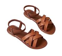 ZTFYKLIN Sandalias Mujer Vestir Comodas De Playa Para Zapatillas Casuales Huecas Zapatos Retro Brown, 38 Griegas Azules Cangrejeras Piel Plata Cuñas Esparto Marca Tacon Ancho Marrones Zapato