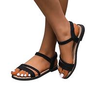 ZTFYKLIN Sandalias Mujer Vestir Comodas De Una Línea Para Mujer, Planas Un Pie Con Banda Elástica, Informales A La, Zapatillas, Playa Black, 37 Shoes And Blues Verano Sandalia Negra Altas