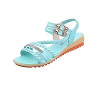 ZTFYKLIN Sandalias Mujer Vestir Comodas Para Zapatos Abiertos Cuñas De Playa Romanas Zapatillas Toe Blue, 40 Altas Verano Comodos Entretiempo Plantilla Extraible Bio Plataforma Negras Con