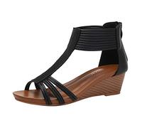 ZTFYKLIN Sandalias Mujer Zapatos De Cuña Playa Plantilla Estilo Bohemio Black, 41 Alpargatas Marrones Genuins Con Plataforma Goma Anchas Verano Piel Tobilleras Talla 35 Ortopedicas Corregir