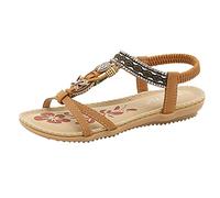 ZTFYKLIN Sandalias Playa Mujer Zapatos Blanqueable Verano Renania Elática Banda De Los Pies Abres Femeninas (Brown, 39) Cuña Marron Elegantes Orthopedic Sandals Women Doradas Para Brillantes