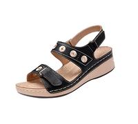 ZTFYKLIN Sandalias Sport Mujer Cuña Bordado Multicolor Heel Slippers Fracasa Femeninas (Black, 39) Deportivas Niña Cuñas Comodas Romanas De Vestir Alpargatas Blancas Zapatos Ancho Especial Jelly