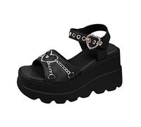 ZTFYKLIN Sandalias Sport Mujer De Plataforma Tacón Grueso Correa Retro Black, 42 Plantilla Gel Negras Tacon Zapatos Ancho Especial Marrones Comodas Con Calzado Adecuado Fascitis Plantar Para