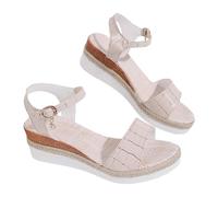 ZTFYKLIN Sandalias Trekking Mujer De Informales Con Hebilla Cinturón Y Parte Inferior Inclinada, Zapatos, Verano Para Beige, 41 Zapatillas Camping Planas Negras Ortopedicas Corregir Juanetes