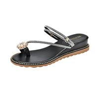 ZTFYKLIN Sandalias Trekking Mujer Las De Los Dedos Pies Mujeres Abren Casuales Suede Strap Femeninas Black, 40 Esparteñas Alpargatas Cuña Blancas Zapato Destalonado Cuñas Negras Fiesta