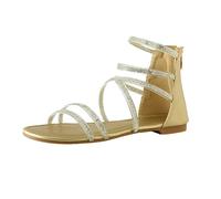 ZTFYKLIN Sandalias Verano De Dama Estilo Bohemio Toe Popular Retro Diamante Cuñas Casual Zapatos Gold, 41 Mujer 42 Barefoot Anatomicas Comodas Vestir Pies Delicados Talla 43 Pedreria Esparto