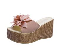 ZTFYKLIN Sandalias Verano De Mujer A La, Tacón Cuña, Gruesa, Superalto, Flor, Color Sólido Pink, 38 Sandalia Romana Cangrejeras Alpargatas Cuña Blancas Verde Plataforma Memory Foam Cuñas Azules