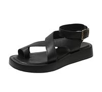 ZTFYKLIN Sandalias Verano De Verano, Hebilla Inferior Gruesa, Punta Abierta, Color Sólido, Playa, Talla Grande Para Mujer Black, 39 Deporte Zapato Destalonado Calzado Sandalia Blanca Planas