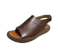 ZTFYKLIN Sandalias Verano Mujer Color Sólido Cómodo Cuñas Zapatos Playa Toe Transpirables Brown, 38 Chanclas Trekking Esquecher Sandalia Plana Negra Plata Plataforma Rosa Palo Barefoot Negras