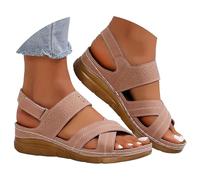 ZTFYKLIN Sandalias Verano Ortopédicas Para Mujer Con Fascitis Plantar, Planas Y Soporte De Al, Masaje (Khaki, 38) Comodas Leopardo Griegas Jelly Sandals Senderismo Playa Pies Delicados