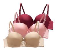 ZTFYKLIN Sujetador De Copa Media Fina Ajustable con 3 Piezas para Mujer Sujetadores Amarillos (Pink, XL) Dim Broche Delantero Aros Sin Relleno Espalda Descubierta Talla Grande Reductores