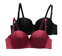 ZTFYKLIN Sujetador De Copa Media Fina Ajustable con para Mujer Sujetadores Cierre Frontal (Wine, XXL) Sin Aros Postoperatorio Pecho Refuerzo Lateral Espalda Descubierta Tirantes Reductor Dim