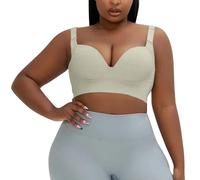 ZTFYKLIN Sujetador De Mujer Talla Grande con Ajuste Anticaída Y Escote Lateral Lencería Sexy Sujetadores Lactancia Relleno (Beige, 38/85A) Selene Sin Aros Algodon Espalda Al Aire Tirantes