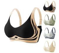 ZTFYKLIN Sujetador Deportivo Mujer Alto Impacto Sujetador Sin Aros Push Up Suaves Ajustado Comodos Bandolera de Mujer con Almohadillas Sports Bra para Yoga Running Fitness Negro XXL