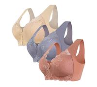 ZTFYKLIN Sujetador Deportivo Mujer Anillo Sin Cordones Interior Cómoda Y Transpirable Talla Grande Hebilla Femenino Chaleco con Cuello En V Profundo Bralette (Beige, XXXXXL) Sujetadores Dim