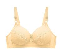 ZTFYKLIN Sujetador Espalda Descubierta Sin Aros Doble Soporte Encaje con Correas Total Etiqueta para Uso Diario (Beige, D) Sujetadores Dim Reductor Tirantes Push Up Relleno Mujer Pack Deportivo