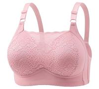ZTFYKLIN Sujetador Espalda Descubierta Type Thin Mould Cup Middle and Old People Comfortable Underwear Four of Women's Bra (Pink, 44) Postoperatorio Sujetadores Broche Delantero Pack Mujer Sin