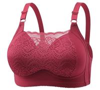ZTFYKLIN Sujetador Espalda Descubierta Type Thin Mould Cup Middle and Old People Comfortable Underwear Four of Women's Bra (Wine, 38) Sujetadores Mujer Sin Aros Brasier Apertura Delantera
