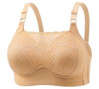 ZTFYKLIN Sujetador Espalda Descubierta Type Thin Mould Cup Middle and Old People Comfortable Underwear Four of Women's Bra (Beige, 46) Apertura Delantera Sin Aros Algodon Invisible Pecho Grande