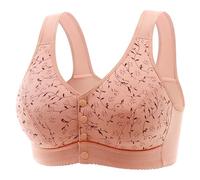 ZTFYKLIN Sujetador New Soft Cotton Front Buckle In The Elderly Underwear Female Thin Without Ring Big Yards Bra Undershirt Type (Pink, 42) con Aros Espalda Descubierta Que Junta El Pecho Talla