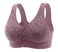 ZTFYKLIN Sujetador New Soft Cotton Front Buckle In The Elderly Underwear Female Thin Without Ring Big Yards Bra Undershirt Type (Purple, 42) Pack Sujetadores Mujer Reductor Deportivo Sin Aros