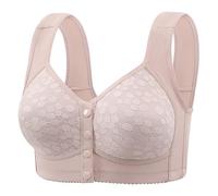 ZTFYKLIN Sujetador Reductor Front Buckle In The Elderly New Printing Underwear Ladies Soft Cotton Vest Models Big Yards Without Ring Bra Female (Grey, 46) Lactancia Algodon Deportivo