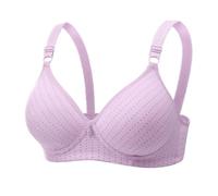 ZTFYKLIN Sujetador Reductor Sin con Escote En V Y Laterales para Mujer, De Algodón, Ideal Edad Mayores. (Light Violet, D) Adhesivo Pecho Grande Aros Relleno Invisible Deportivo Alto Impacto