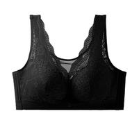 ZTFYKLIN Sujetador Sin Aros Tallas Grandes Women's Fashionable Casual Light Sexy Adjustable Lace Cup Less Rim Vest Style Thin Bra (Black, 90Cd) con Relleno Push Up Tirantes Niña Antiarrugas