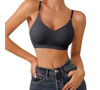 ZTFYKLIN Sujetador Tipo Bralette Triángulo Inalámbrico Sin Costuras con Forro Ligero Cómodo para Mujer Sujetadores Lenceros (Black, S) Reductor Aros Espalda Al Aire Tirantes Triumph