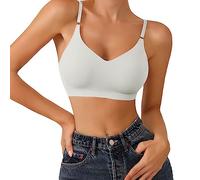 ZTFYKLIN Sujetador Tipo Bralette Triángulo Inalámbrico Sin Costuras con Forro Ligero Cómodo para Mujer Sujetadores Lenceros (Grey, XL) Espalda Tallas Grandes Tirantes Triumph Aros Cierre