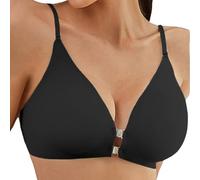 ZTFYKLIN Sujetadores con Cierre Frontal para Mujer, Broches Metálicos Y Espalda Sin Aros, Cómodos Bralettes. Lavadora (Black, XL) Tirantes Tallas Grandes De Encaje Relleno Conjunto Interior Nina