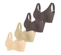 ZTFYKLIN Sujetadores Mujer Sujetador para Mujeres Mayores con Cierre Frontal, Transpirable Y Sin Aros, 4 Unidades Espalda Silicona (F, L) Pack Aumentar Pecho Tirantes Tanga Comestible Talla