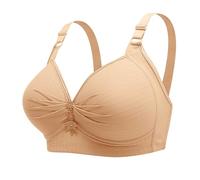 ZTFYKLIN Sujetadores para Mujer, Sin Costuras, De Encaje, Inalámbricos, Cómodos, Aros, Sujetador Transpirable con Alambre Ajustable Todos Los Días Triangulo (Beige, B) Dim Triumph Aros