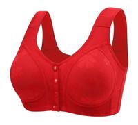 ZTFYKLIN Sujetadores Reductores Bra For Women Front Closure Comfort Everyday Bras Plus Size Wireless No Underwire (Red, XL) Sujetador Reductor con Aros Sin Relleno 100 Algodon Lactancia Que