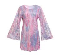 ZTFYKLIN Top Fiesta Mujer 70S Outfits For Women Costumes Discotheque Shining Dresses and The (Pink, XL) Camiseta Camisa Blanca Camisetas Lencera Manga Larga Blusa Roja Elegante Tunica Azul