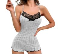 ZTFYKLIN Top Lencero Mujer Women's Lace Trim Spaghetti Strap Loungewear (Grey, L) Naranja Manga Larga Chaqueta Vaquera Boss Bañador Señora Mayor Lenceras De Vestir Camisetas Largas Vestido