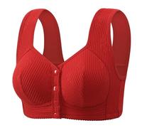 ZTFYKLIN Women Breathable No Underwire Bras Plus Size Front Closure Bralettes Comfort Full Coverage Hide Back Cajas Guardar Sujetadores (Red, 38) Sujetador Sin Espalda Comodo Mujer Tirantes