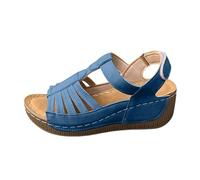ZTFYKLIN Women Sandals Summer Cuñas Con Hebilla Para Mujer, Diseño De Corte Cuero, Tira Trasera Ajustable (Blue, 41) Sandalias Mujer Verano Planas Pie Cavo Sport Zapatillas Hawaianas Deportivas