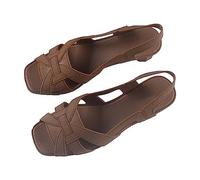 ZTFYKLIN Women Sandals Summer Sandalias De Verano Para Mujer, Zapatos Informales Tacón Bajo Color Sólido, Playa Planas Huecas Mujer Brown, 38 Tacon Zapato Dorado Fiesta Barefoot Destalonado