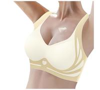 ZTFYKLIN Women's Bras No Underwire Scalloped Up Soft Wireless Comfort Bralettes Full Coverage Everyday Bra Neceser Sujetadores (Beige, M) Sujetador Invisible Push Antiarrugas Pecho Grande Sin